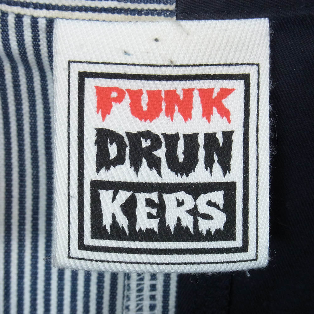 PUNK DRUNKERS パンクドランカーズ STAR スター ワッペン バイカラー 切替 ワーク 半袖 シャツ ブラック系 L【中古】