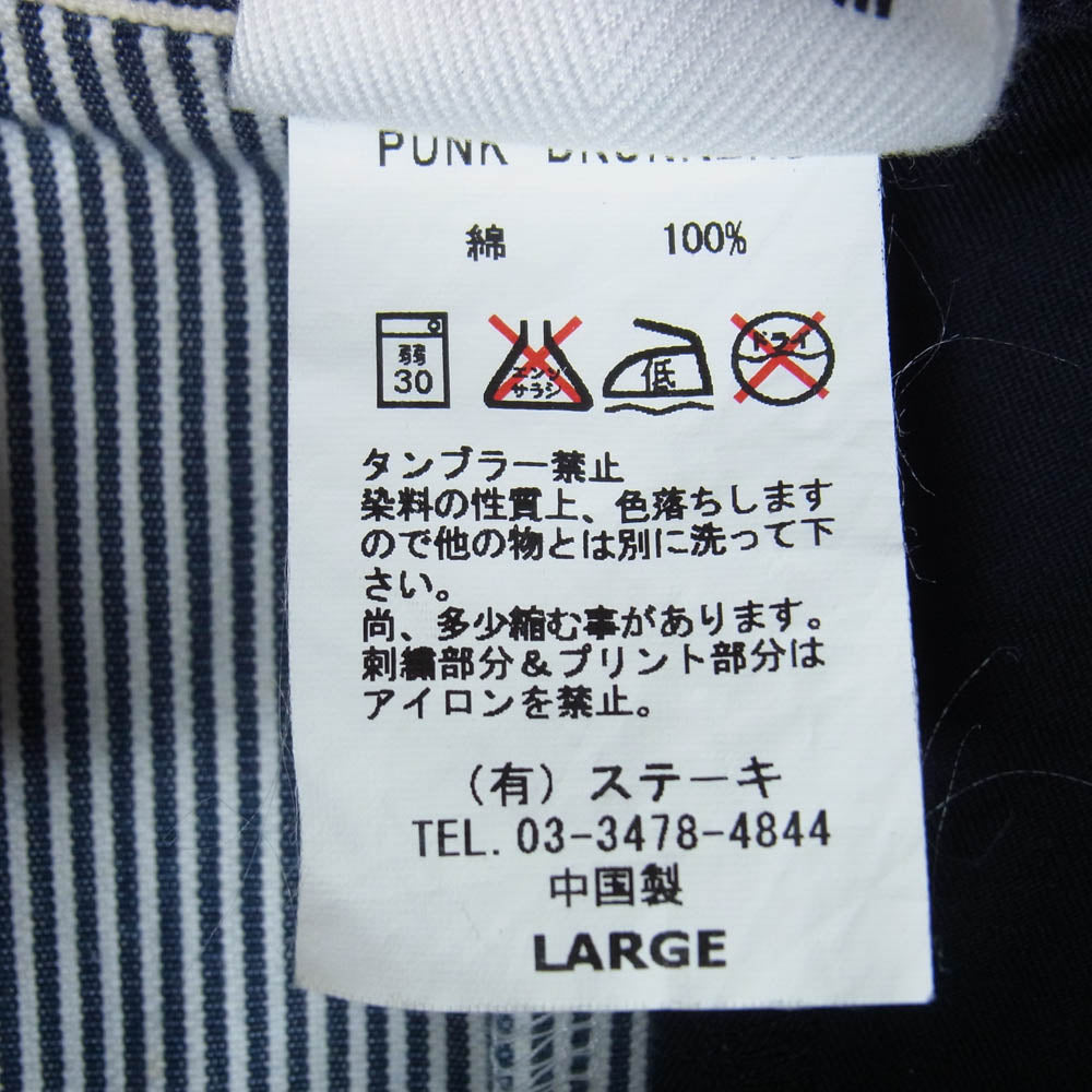 PUNK DRUNKERS パンクドランカーズ STAR スター ワッペン バイカラー 切替 ワーク 半袖 シャツ ブラック系 L【中古】