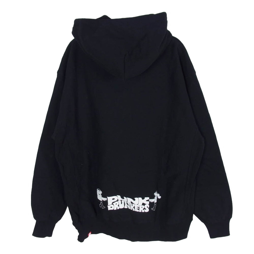 PUNK DRUNKERS パンクドランカーズ PDS-23018 グレイトフルアイツパーカ ロゴプリント プルオーバー パーカー フーディー ブラック系 L【美品】【中古】