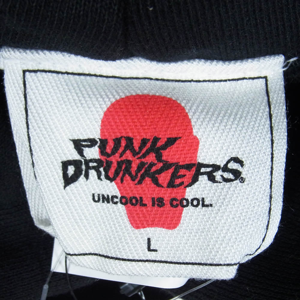 PUNK DRUNKERS パンクドランカーズ PDS-23018 グレイトフルアイツパーカ ロゴプリント プルオーバー パーカー フーディー ブラック系 L【美品】【中古】