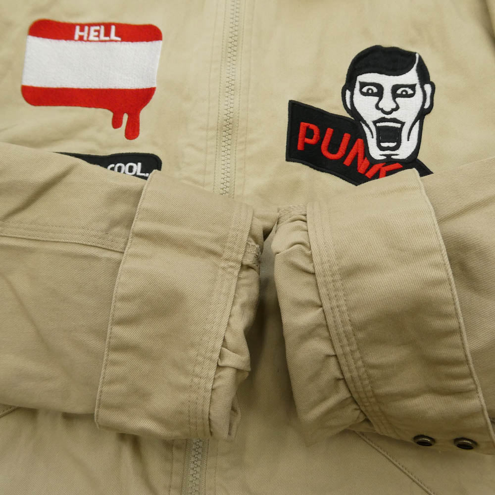 PUNK DRUNKERS パンクドランカーズ PDS-19200-2 地球つなぎ ロゴ刺繍 コンバーチブル オールインワン ジャンプスーツ ベージュ系 L【中古】