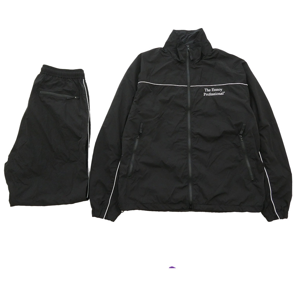 The Ennoy Professional ザ エンノイ プロフェッショナル 26SS SS26BRENJK01LP/SS26BRENPT01LP PIPING NYLON TRACK SUIT パイピング ナイロン トラックスーツ ジャケット ブラック系 M【中古】