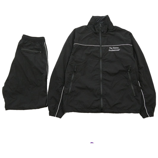 The Ennoy Professional ザ エンノイ プロフェッショナル 26SS SS26BRENJK01LP/SS26BRENPT01LP PIPING NYLON TRACK SUIT パイピング ナイロン トラックスーツ ジャケット ブラック系 M【中古】