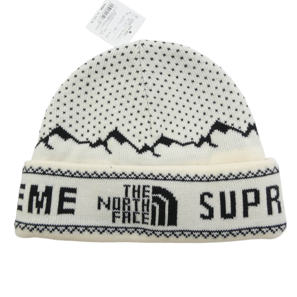 Supreme シュプリーム × The North Face ノースフェイス Fold Beanie フォールド ビーニー ニットキャップ ブラック系 ホワイト系 Free【極上美品】【中古】