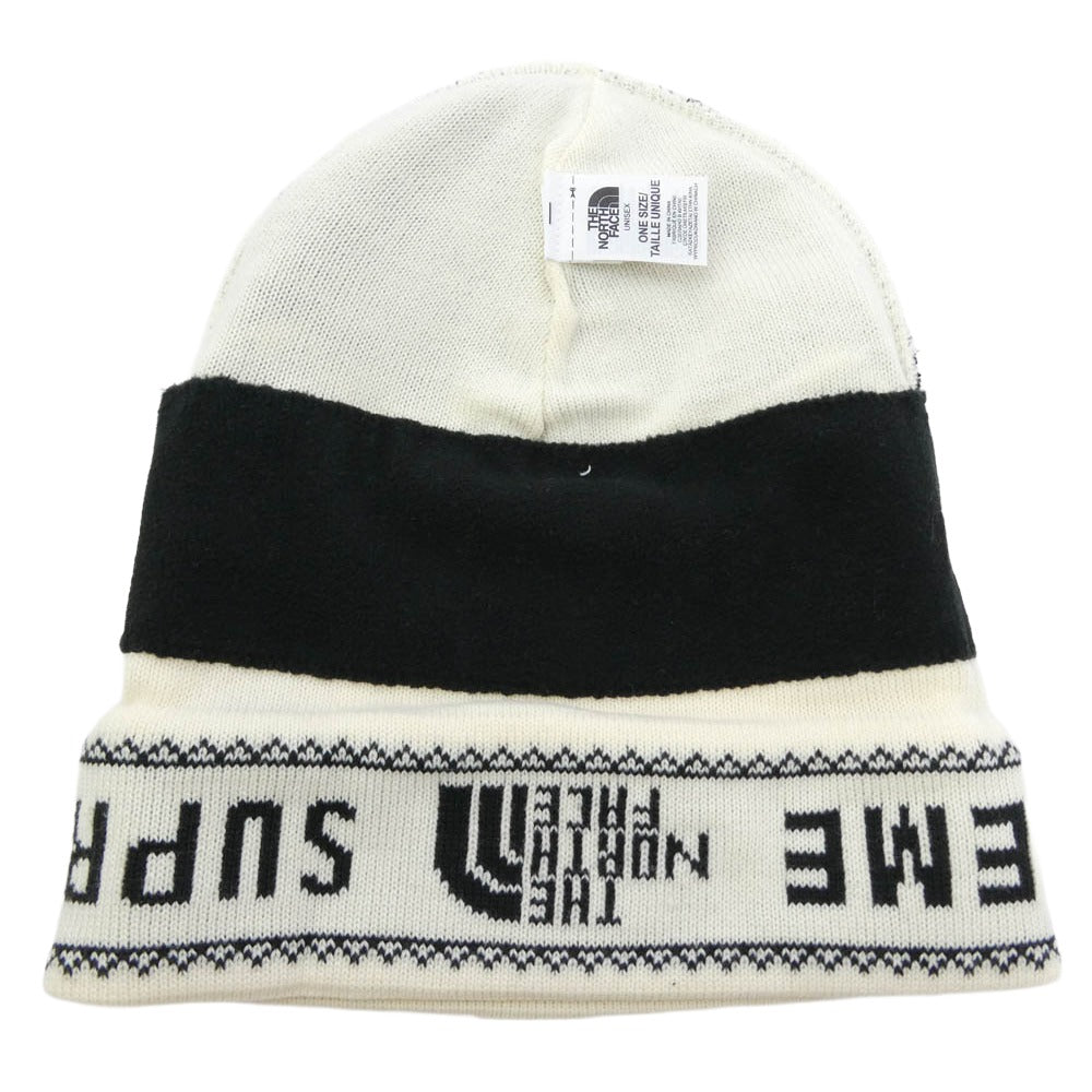 Supreme シュプリーム × The North Face ノースフェイス Fold Beanie フォールド ビーニー ニットキャップ ブラック系 ホワイト系 Free【極上美品】【中古】