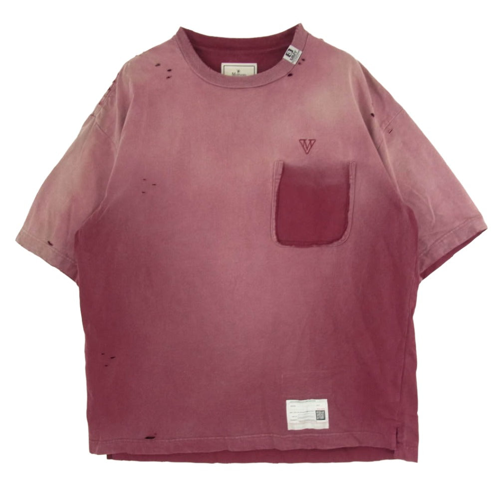 MIHARA YASUHIRO ミハラヤスヒロ 25AW A15TS621 SUN FADED TEE サンフェード ダメージ加工 半袖 Tシャツ エンジ系 44【中古】