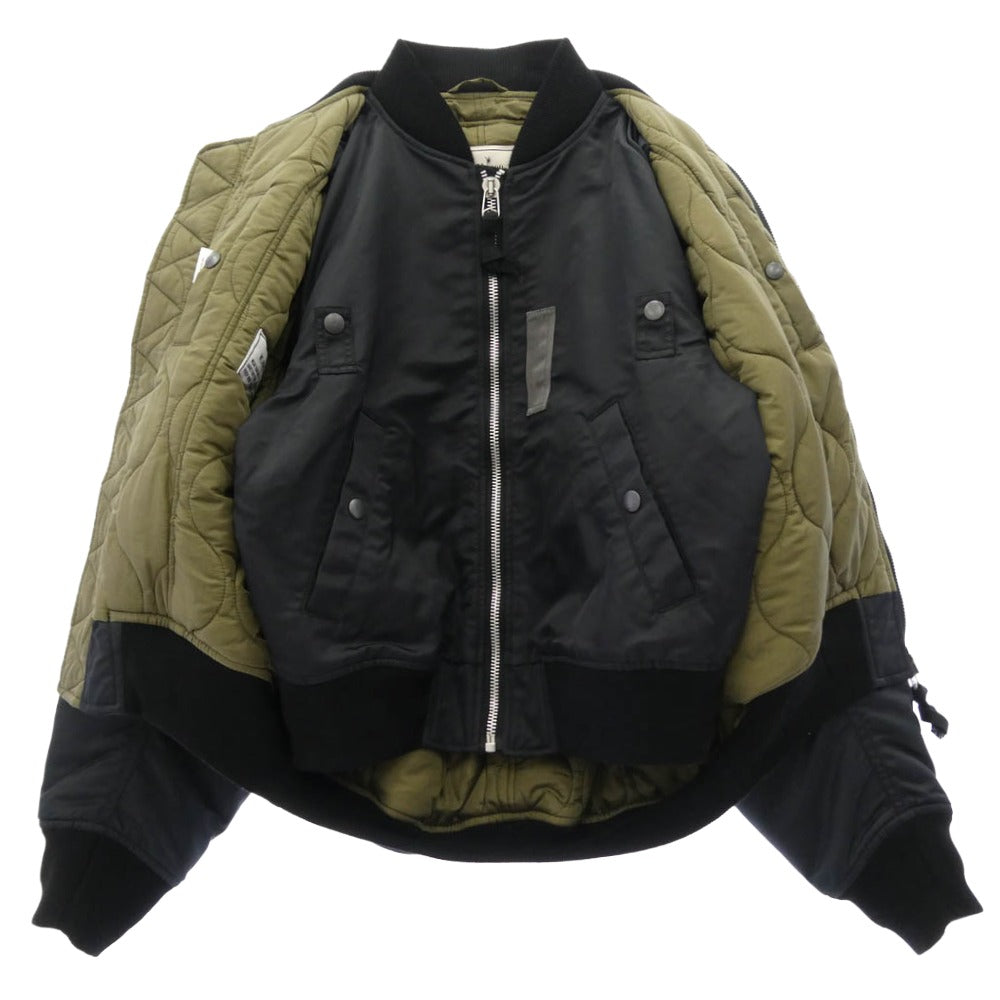 MIHARA YASUHIRO ミハラヤスヒロ A15BL061-0 レイヤード 再構築 MA-1 ボンバー ブルゾン ジャケット ブラック系 44【中古】