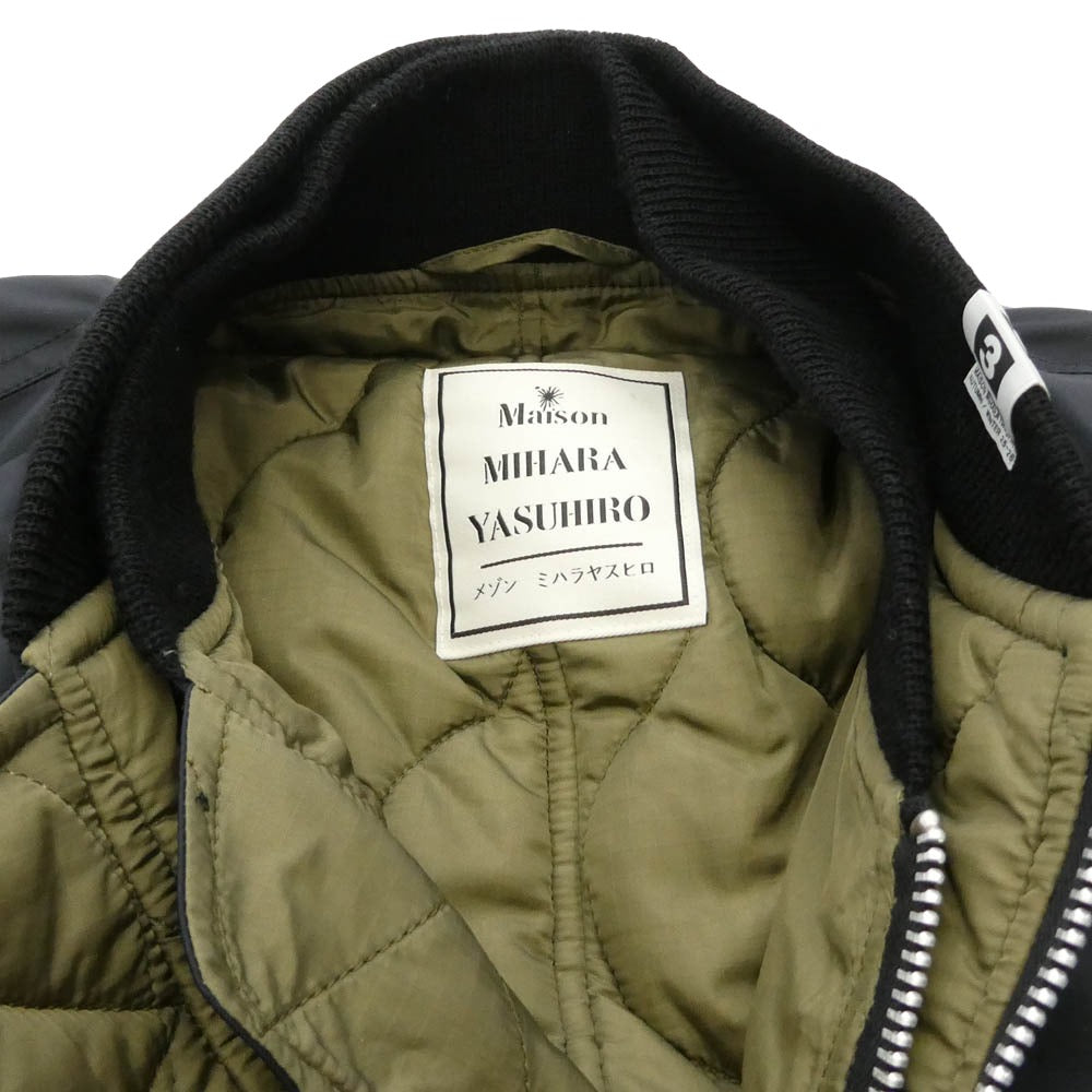 MIHARA YASUHIRO ミハラヤスヒロ A15BL061-0 レイヤード 再構築 MA-1 ボンバー ブルゾン ジャケット ブラック系 44【中古】