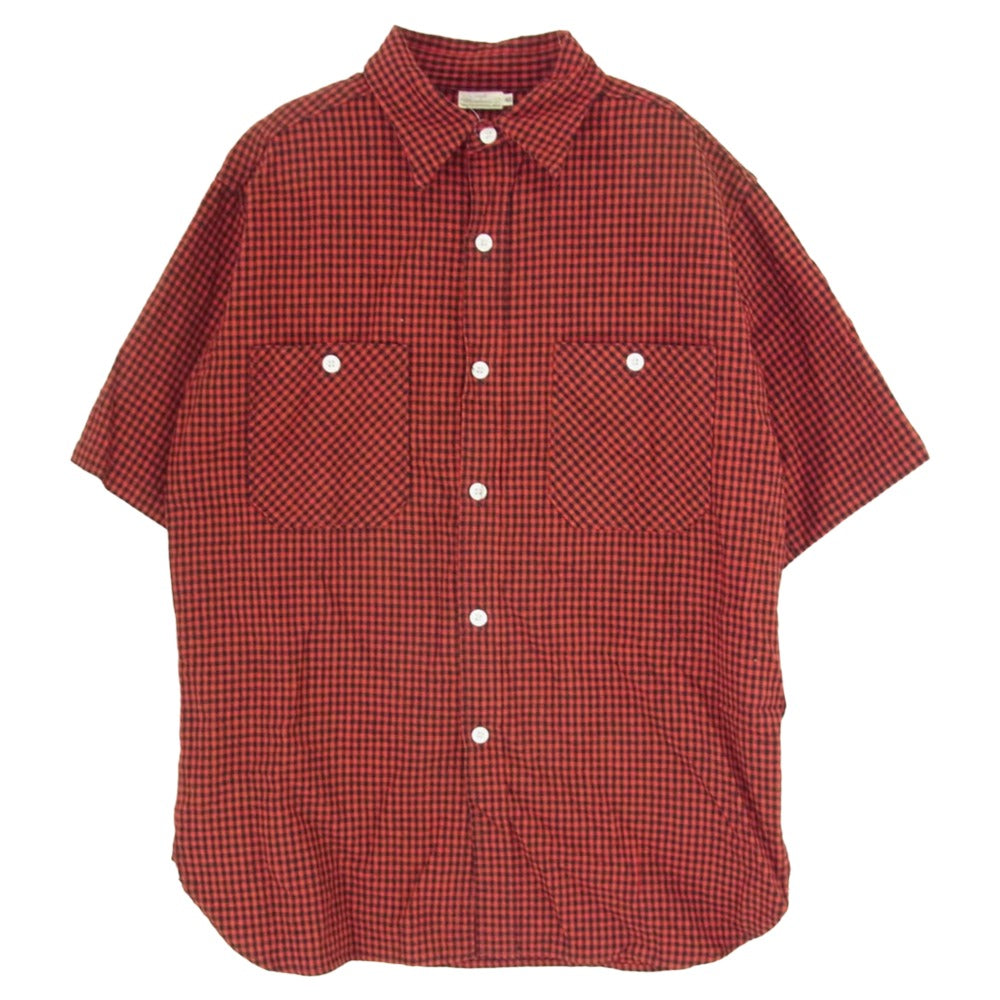 WAREHOUSE ウエアハウス リネン 半袖 チェック ショートスリーブ シャツ レッド系 40【中古】