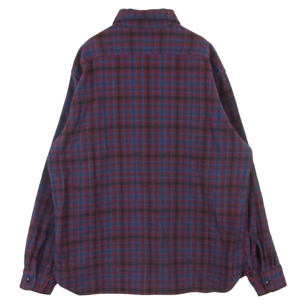 SUGAR CANE シュガーケーン SC29563 TWILL CHECK WORK SHIRT ツイル チェック ワーク 長袖 シャツ レッド系 ブルー系 ブラウン系 L 16 - 16.5【中古】