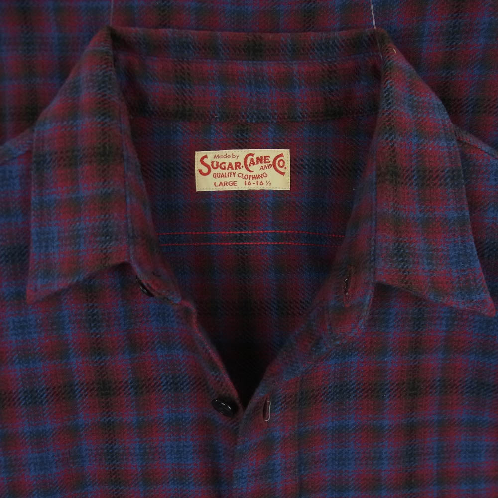 SUGAR CANE シュガーケーン SC29563 TWILL CHECK WORK SHIRT ツイル チェック ワーク 長袖 シャツ レッド系 ブルー系 ブラウン系 L 16 - 16.5【中古】