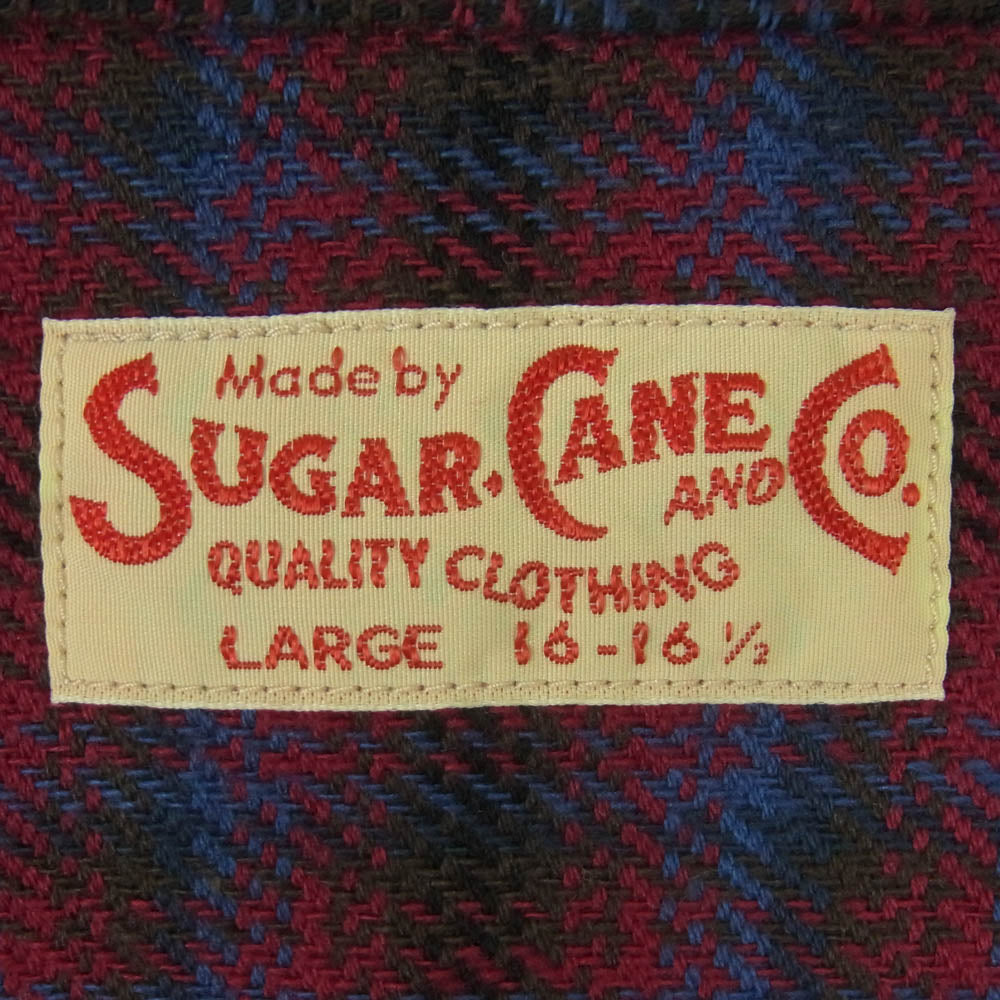 SUGAR CANE シュガーケーン SC29563 TWILL CHECK WORK SHIRT ツイル チェック ワーク 長袖 シャツ レッド系 ブルー系 ブラウン系 L 16 - 16.5【中古】