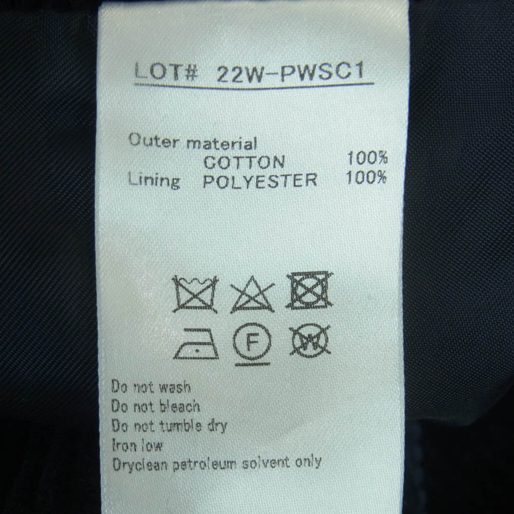 Pherrow's フェローズ 22W-PWSC1 SACK JACKET サック コーデュロイ ジャケット 中国製 ダークネイビー系 XL【中古】