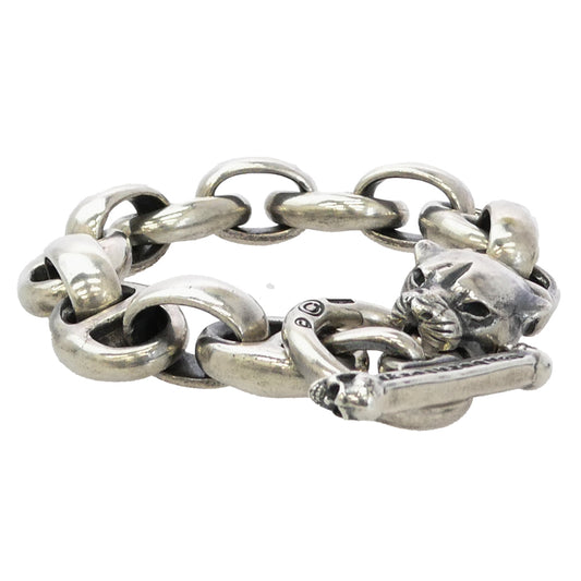 GABOR ガボール ギャランティ付属 Gaboratory ガボラトリーホールディング PANTHER WITH H.W.O ＆ SMOOTH ANCHOR LINKS BRASLET パンサー スムースアンカーリンク ブレスレット シルバー系【中古】