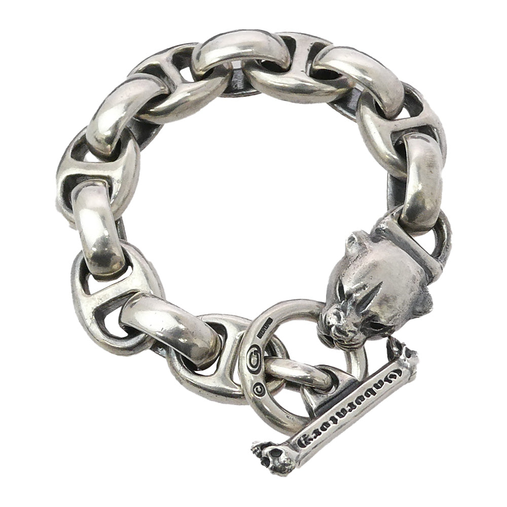 GABOR ガボール ギャランティ付属 Gaboratory ガボラトリーホールディング PANTHER WITH H.W.O ＆ SMOOTH ANCHOR LINKS BRASLET パンサー スムースアンカーリンク ブレスレット シルバー系【中古】