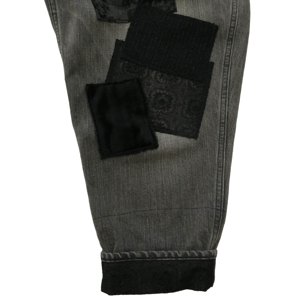 JUNYA WATANABE COMME des GARCONS ジュンヤワタナベコムデギャルソン XG-P015 AD2020 スパンコール 異素材パッチワーク デニム パンツ ブラック系 M【中古】