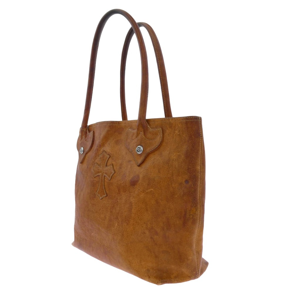 CHROME HEARTS クロムハーツ（原本無） FS TOTE/FSトート UA10周年記念 クロスパッチ付き レザー トートバッグ ブラウン系【中古】