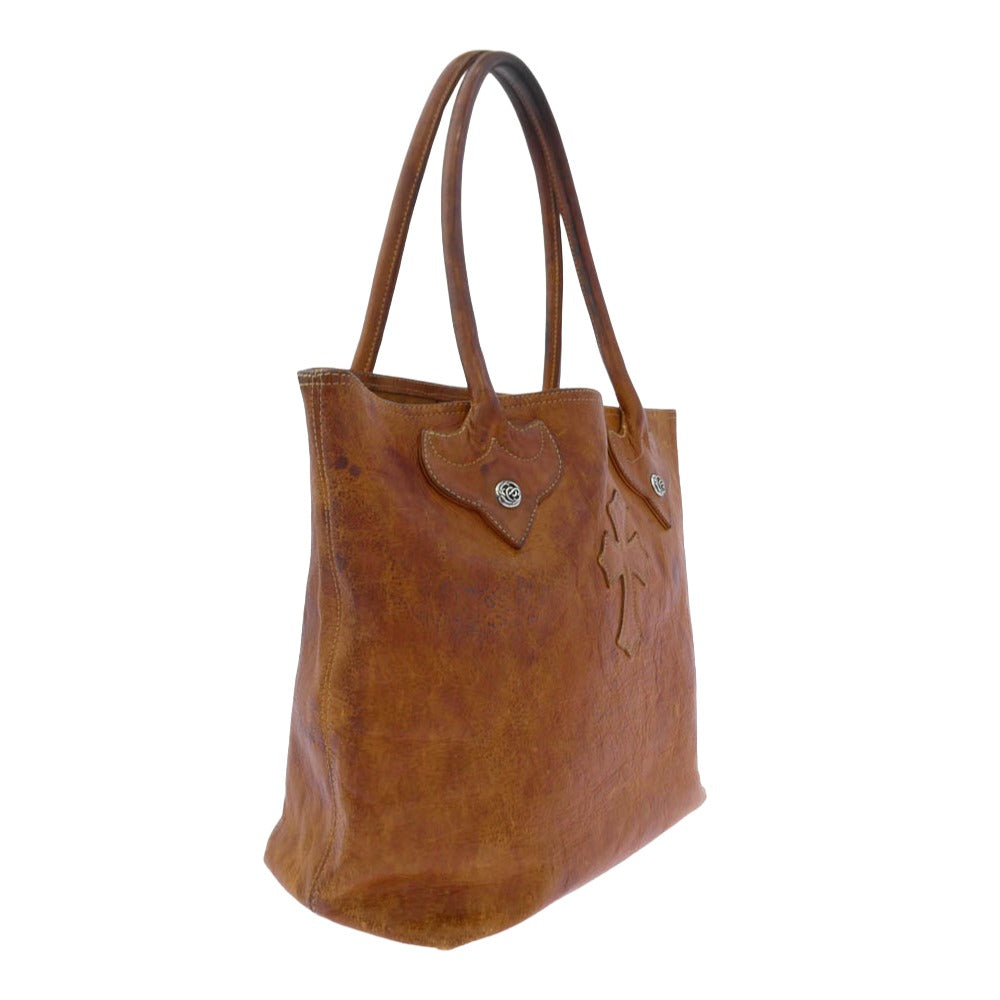 CHROME HEARTS クロムハーツ（原本無） FS TOTE/FSトート UA10周年記念 クロスパッチ付き レザー トートバッグ ブラウン系【中古】
