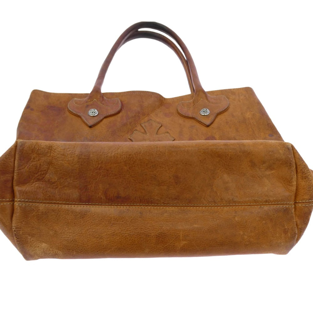 CHROME HEARTS クロムハーツ（原本無） FS TOTE/FSトート UA10周年記念 クロスパッチ付き レザー トートバッグ ブラウン系【中古】