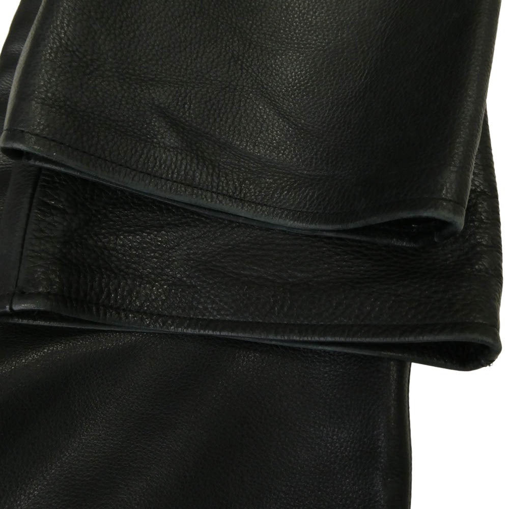 CHROME HEARTS クロムハーツ（原本無） Flare Knee Cross Ball Button Leather Pants フレアニー クロスボールボタン オールレザー パンツ ブラック系【中古】