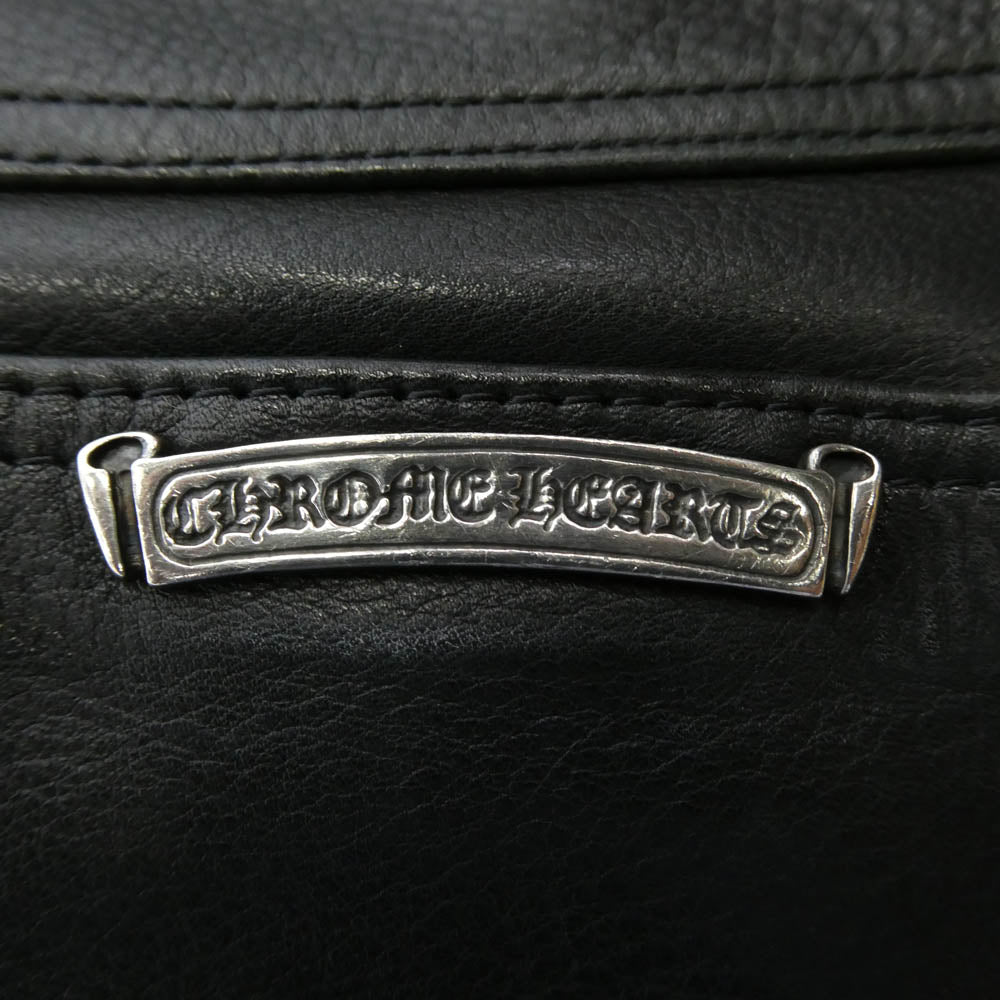 CHROME HEARTS クロムハーツ（原本無） Flare Knee Cross Ball Button Leather Pants フレアニー クロスボールボタン オールレザー パンツ ブラック系【中古】