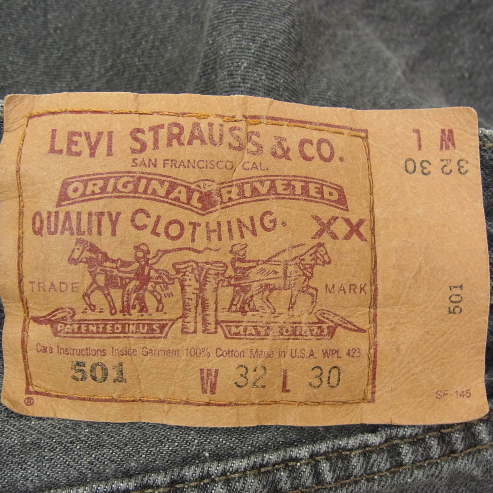 Levi's リーバイス 80s~90s USA製 501 ボタン裏刻印653 ヴィンテージ デニム パンツ ブラック系 32【中古】
