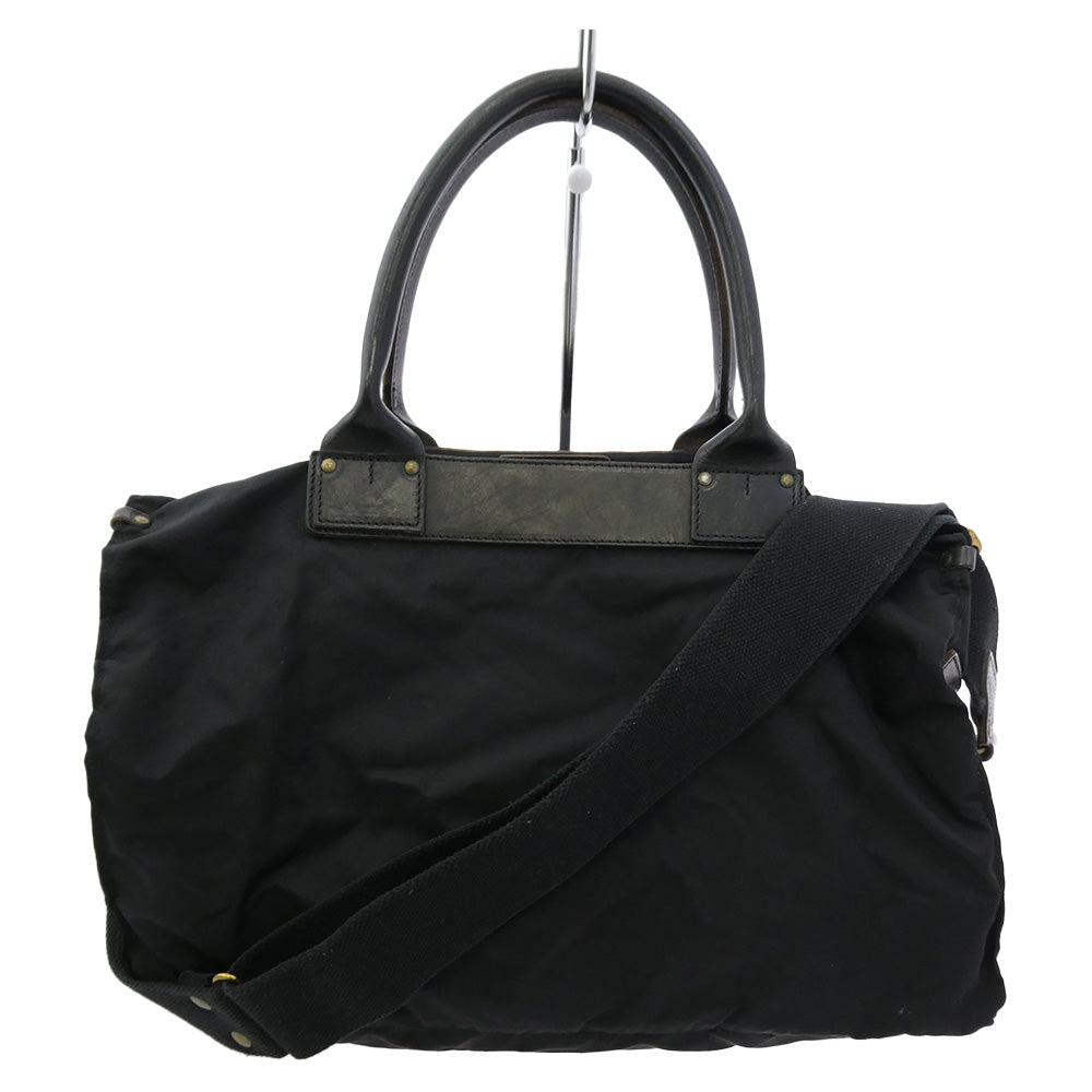 Felisi フェリージ ナイロン レザー 2WAY ハンド ショルダー バッグ ブラック系【中古】
