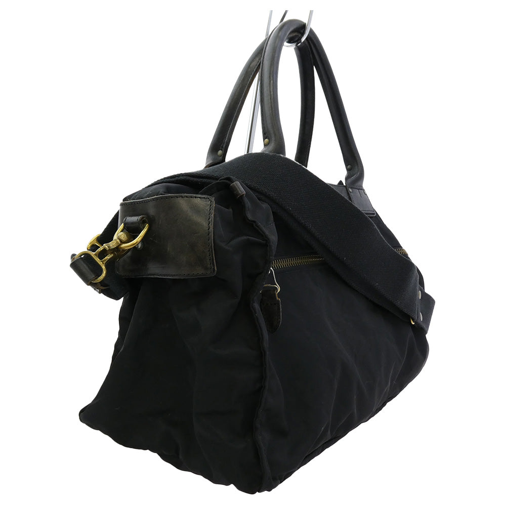 Felisi フェリージ ナイロン レザー 2WAY ハンド ショルダー バッグ ブラック系【中古】