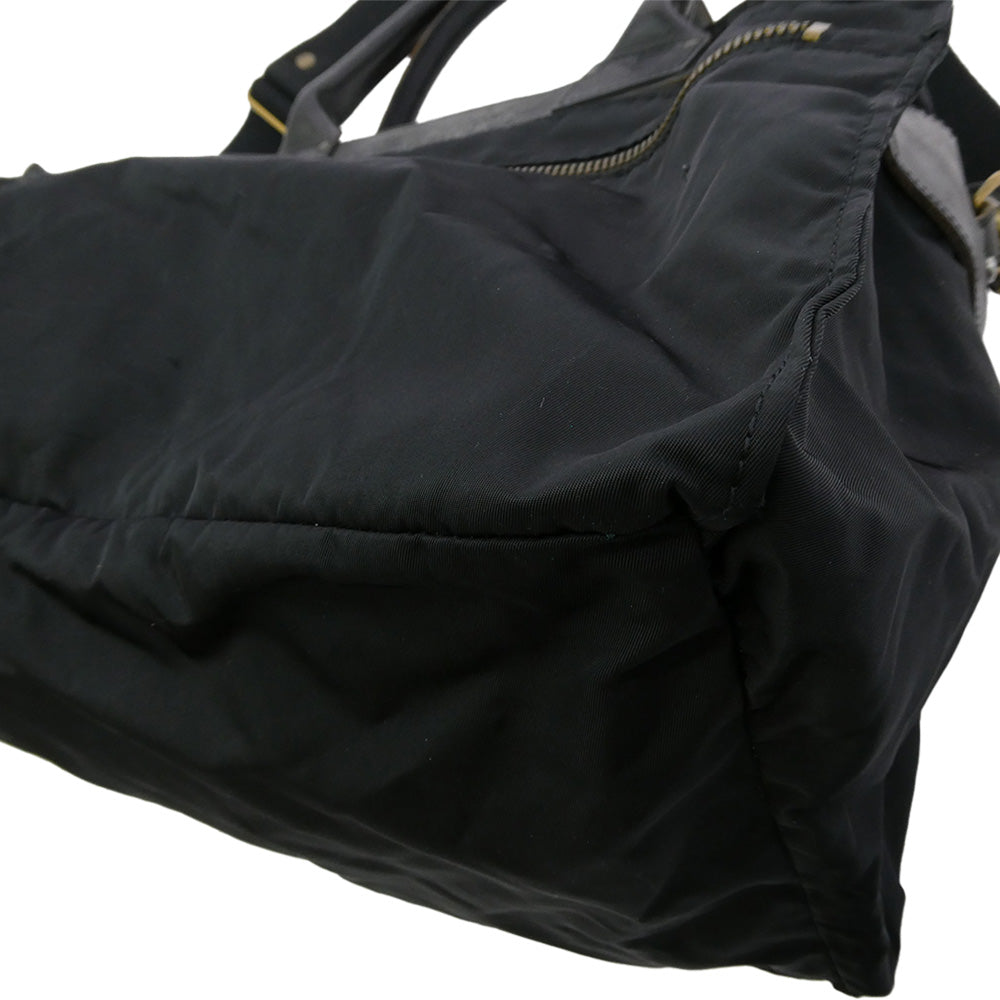 Felisi フェリージ ナイロン レザー 2WAY ハンド ショルダー バッグ ブラック系【中古】