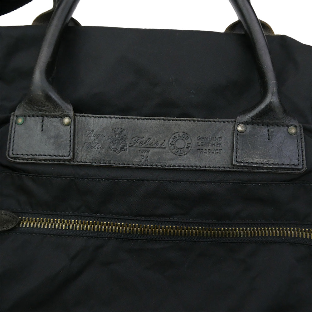 Felisi フェリージ ナイロン レザー 2WAY ハンド ショルダー バッグ ブラック系【中古】