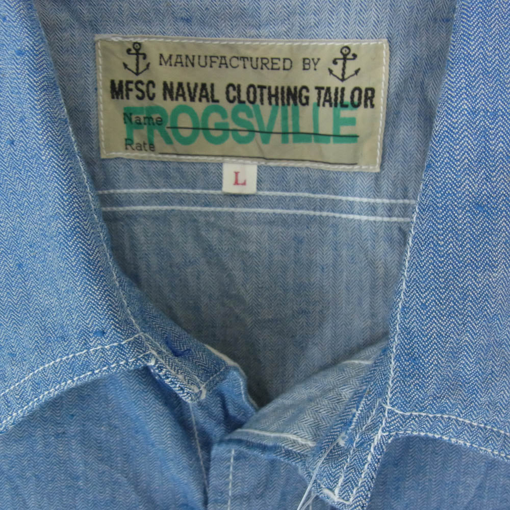 ミスターフリーダム MFSC FROGSVILLE INDIGO HBT SNIPES SHIRTS ヘリンボーン ミリタリー 長袖 シャツ ブルー系 L【中古】