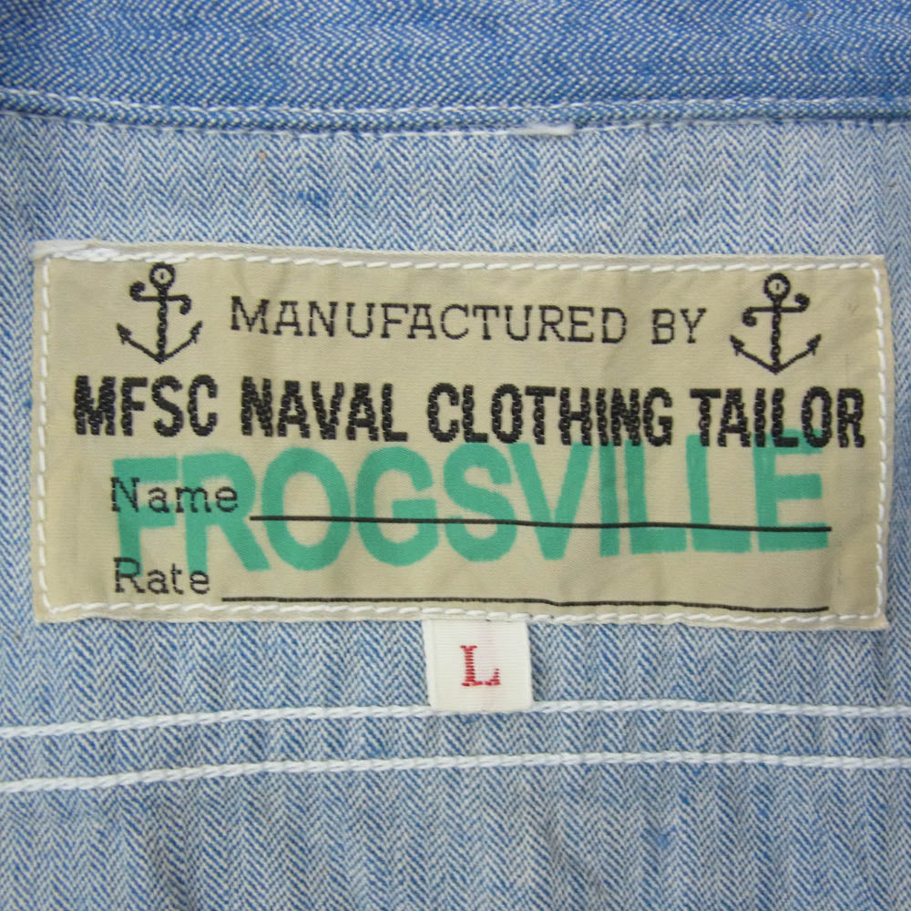 ミスターフリーダム MFSC FROGSVILLE INDIGO HBT SNIPES SHIRTS ヘリンボーン ミリタリー 長袖 シャツ ブルー系 L【中古】