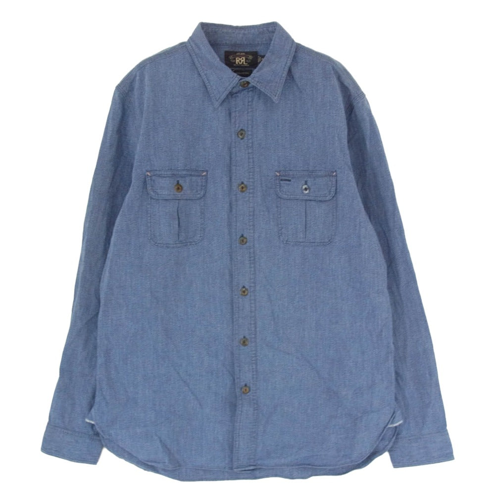 RRL ダブルアールエル 長袖 シャンブレー ワーク シャツ インディゴブルー系 M【中古】 RRL ダブルアールエル 長袖 シャンブレー ワーク シャツ インディゴ