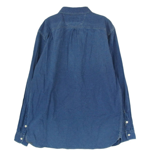 RRL ダブルアールエル マチ付き チンストラップ ピンドット柄 長袖 シャツ ネイビー系 M【中古】