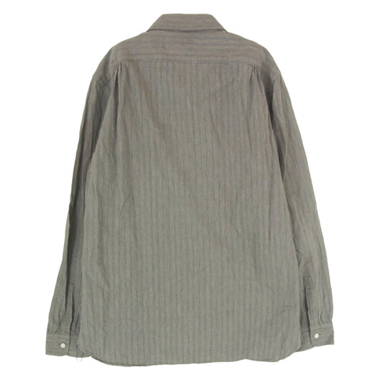 RRL ダブルアールエル マチ付き チンストラップ ストライプ 長袖 シャツ グレー系 M【中古】