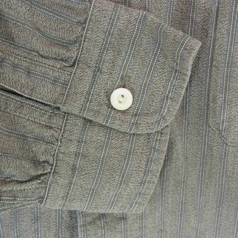 RRL ダブルアールエル マチ付き チンストラップ ストライプ 長袖 シャツ グレー系 M【中古】