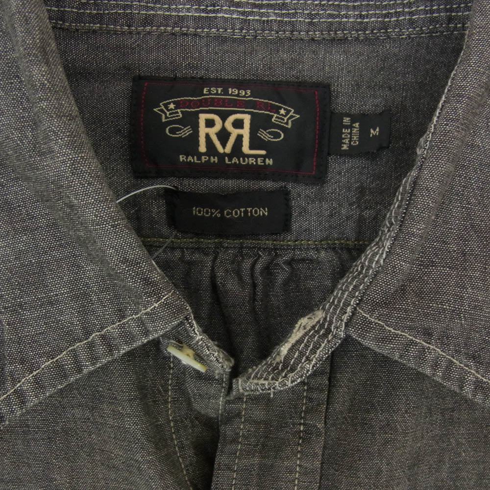 RRL ダブルアールエル マチ付き シャンブレー ロングスリーブ 長袖 シャツ グレー系 M【中古】