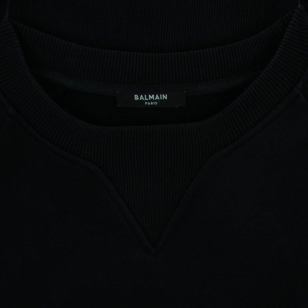 BALMAIN バルマン エンボスフロッキーロゴ スウェット トレーナー ポルトガル製 ブラック系 M【中古】