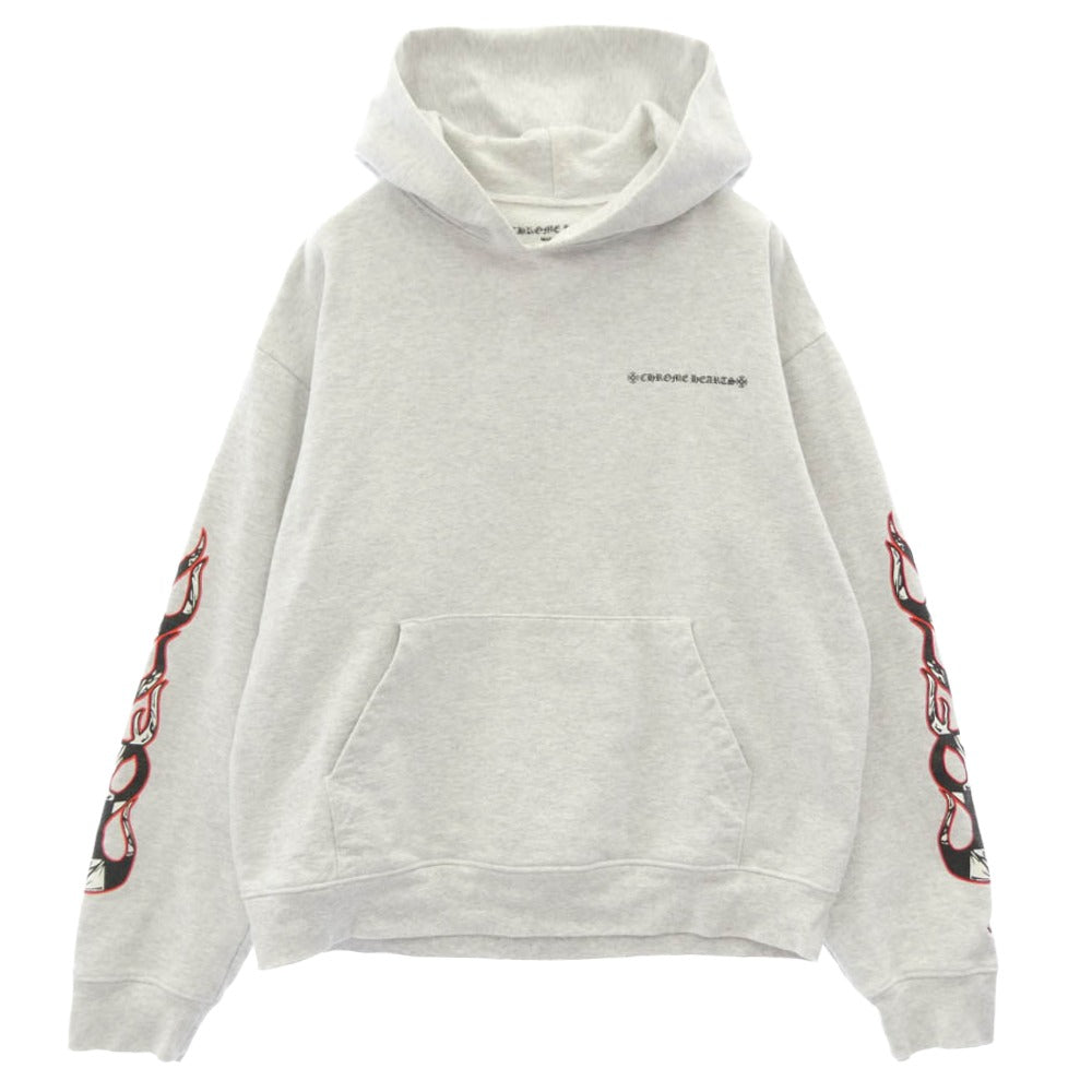 CHROME HEARTS クロムハーツ（原本無） × MATTY BOY マッティボーイ PPO BRAIN HD PLVR ブレイン バックプリント プルオーバーパーカー フーディ グレー系 L【中古】