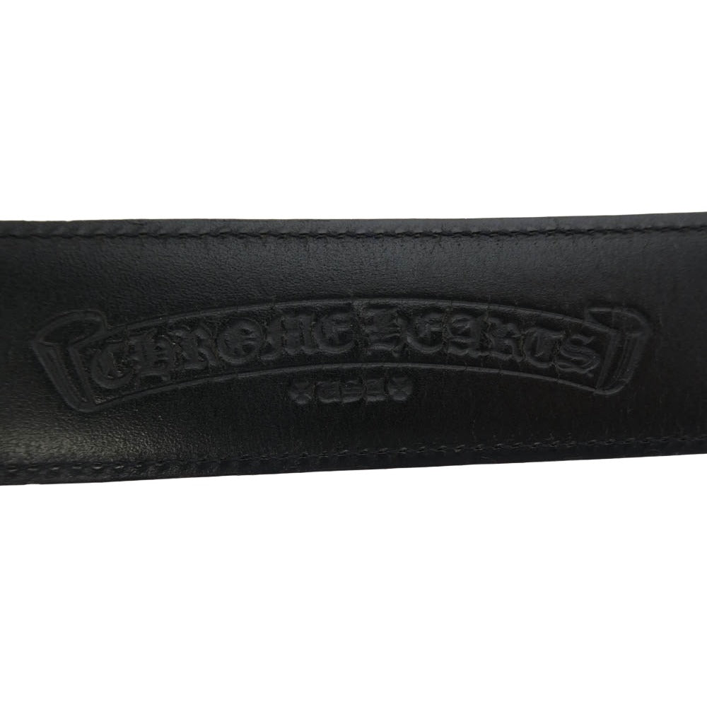 CHROME HEARTS クロムハーツ（原本無） 3PC ROLLER ローラーバックル レザー ベルト 34インチ ブラック系 シルバー系 34【中古】