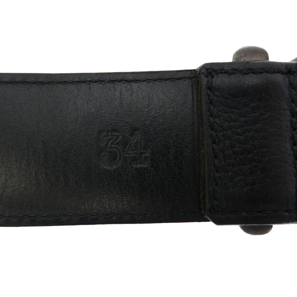 CHROME HEARTS クロムハーツ（原本無） 3PC ROLLER ローラーバックル レザー ベルト 34インチ ブラック系 シルバー系 34【中古】