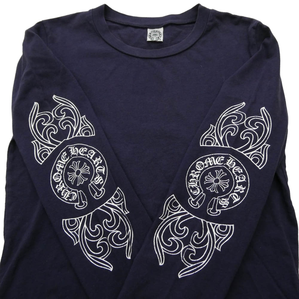 CHROME HEARTS クロムハーツ（原本無） ホースシュー ロゴ アームプリント コットン Tシャツ カットソー パープル系 ホワイト系【中古】
