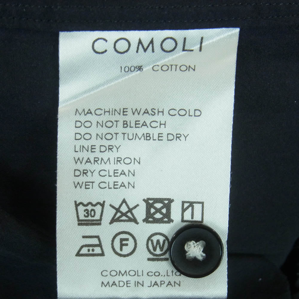 COMOLI コモリ 23SS X01-02001 コモリシャツ コットン 長袖 シャツ レギュラーカラーシャツ ダークネイビー系 2【中古】