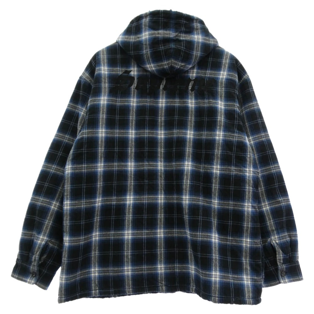 Supreme シュプリーム 25AW Lined Zip Up Hooded Flannel Shirt ラインド ジップ アップ フード フランネル シャツ フーディー パーカー ブラック系 ブルー系 XL【中古】