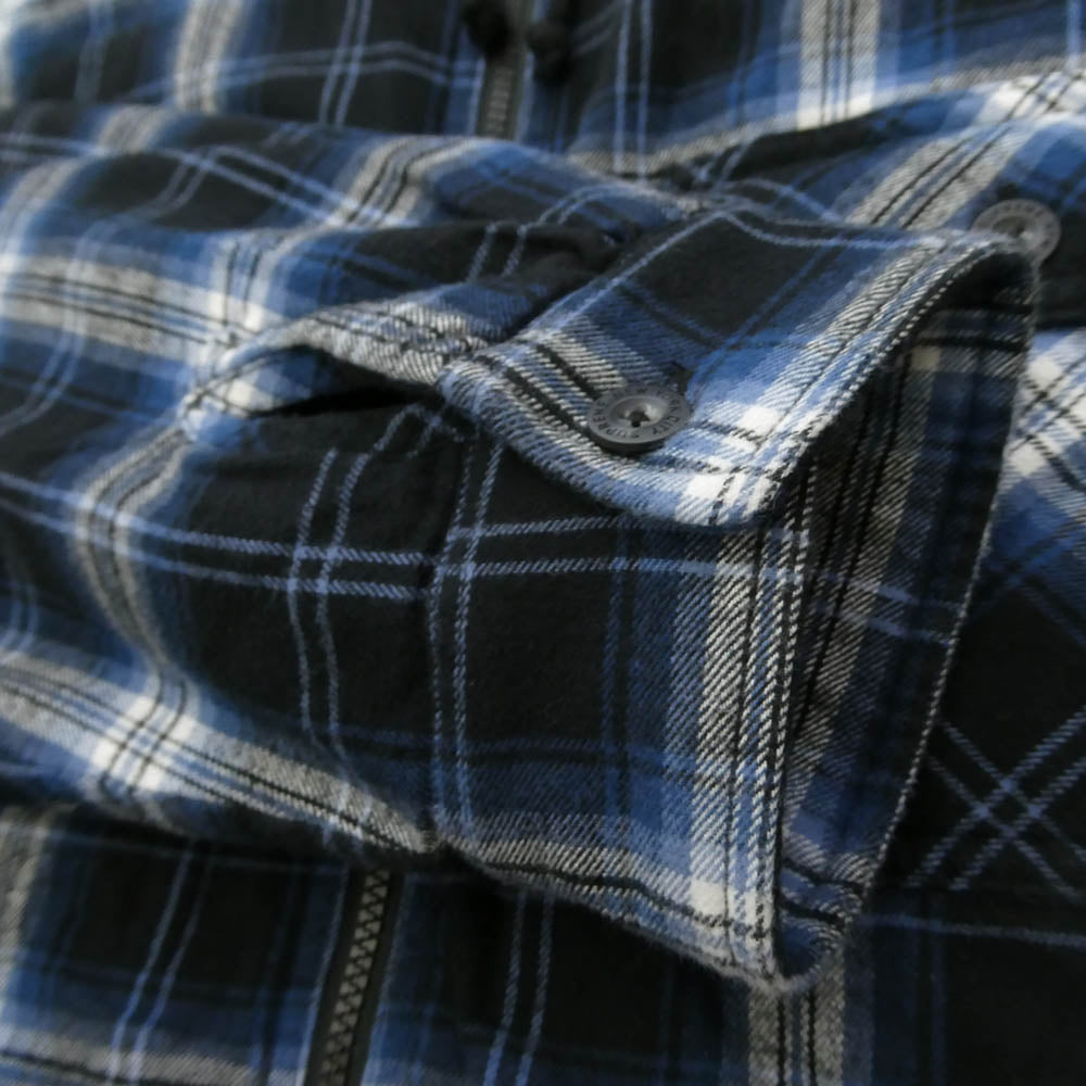 Supreme シュプリーム 25AW Lined Zip Up Hooded Flannel Shirt ラインド ジップ アップ フード フランネル シャツ フーディー パーカー ブラック系 ブルー系 XL【中古】