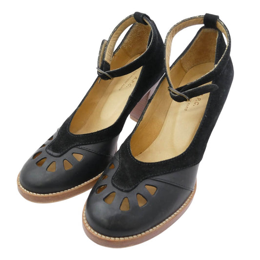 A.P.C. アーペーセー Tストラップ パンプス ヒール ブラック系 36【中古】