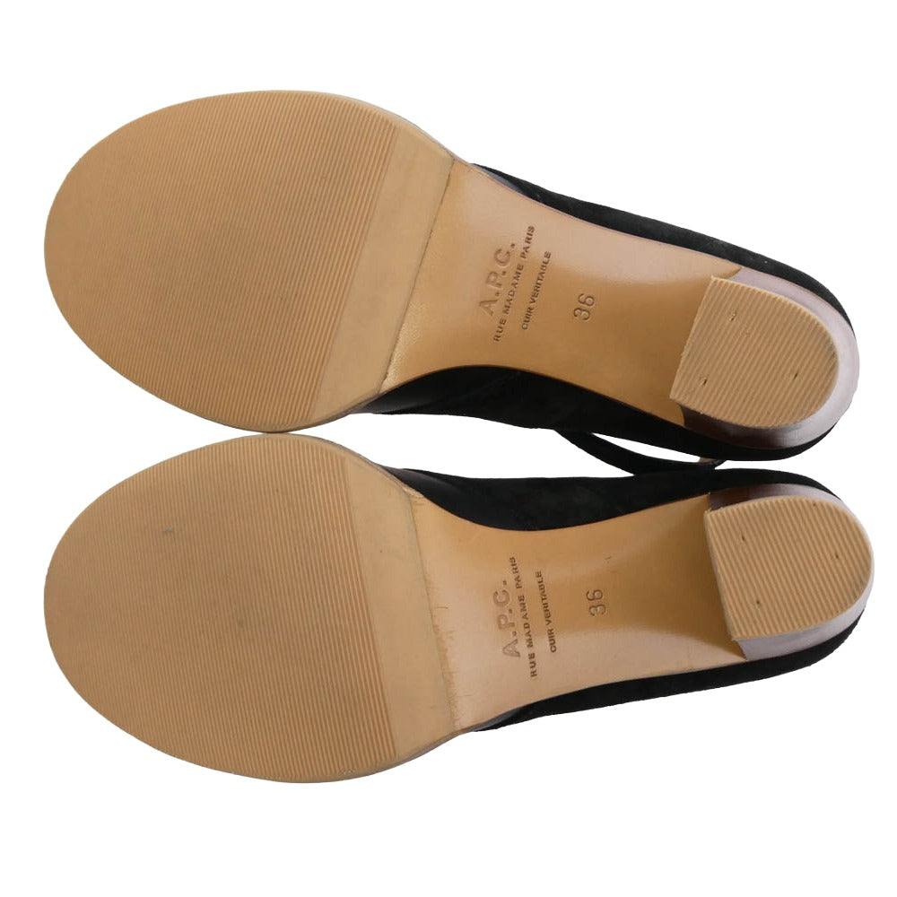 A.P.C. アーペーセー Tストラップ パンプス ヒール ブラック系 36【中古】