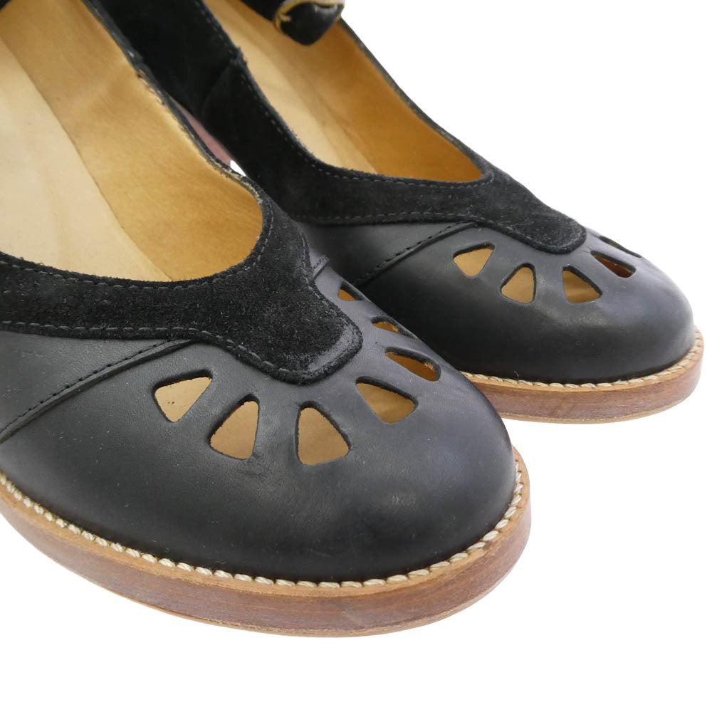 A.P.C. アーペーセー Tストラップ パンプス ヒール ブラック系 36【中古】