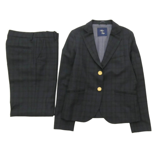 Adam et Rope' アダムエロペ ブラックウォッチ 2B ジャケット パンツ セットアップ ダークグレー系 ダークネイビー系 36【中古】