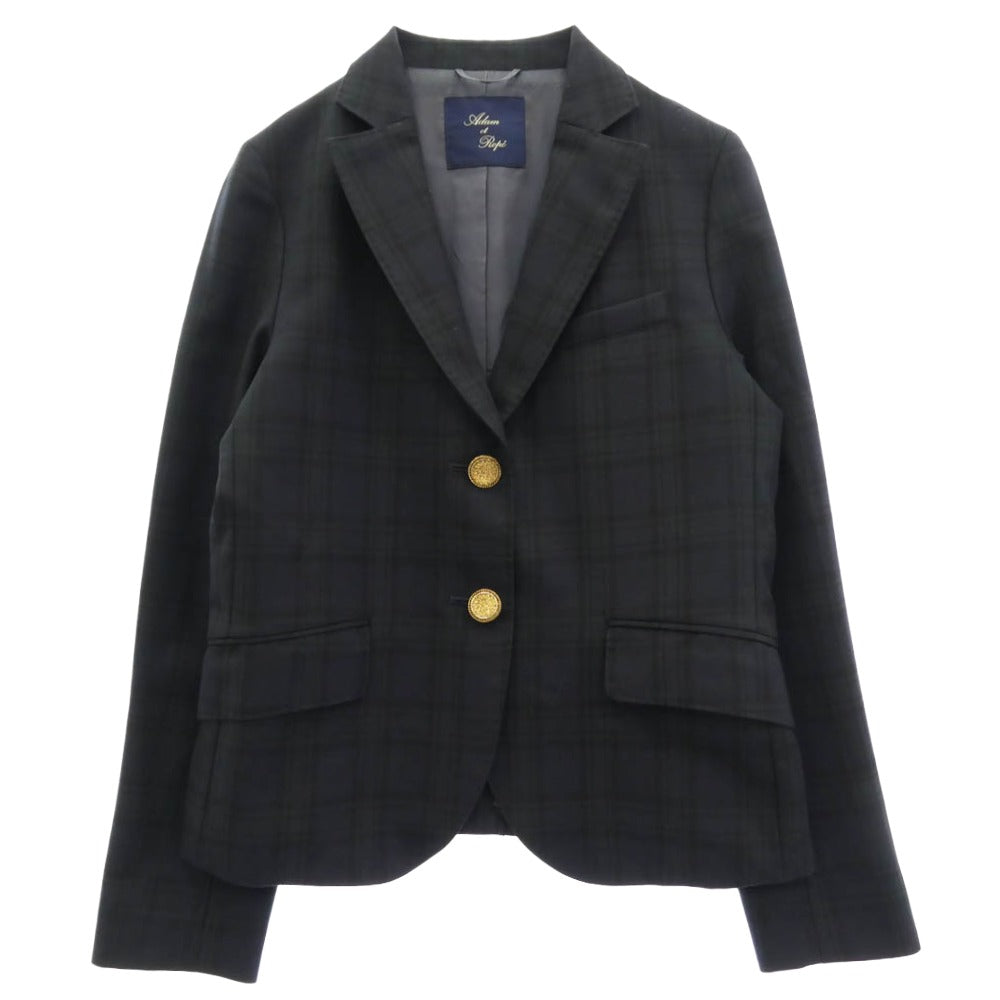 Adam et Rope' アダムエロペ ブラックウォッチ 2B ジャケット パンツ セットアップ ダークグレー系 ダークネイビー系 36【中古】